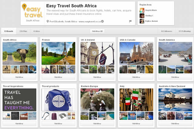 Join Easy Travel South Africa on Pinterest